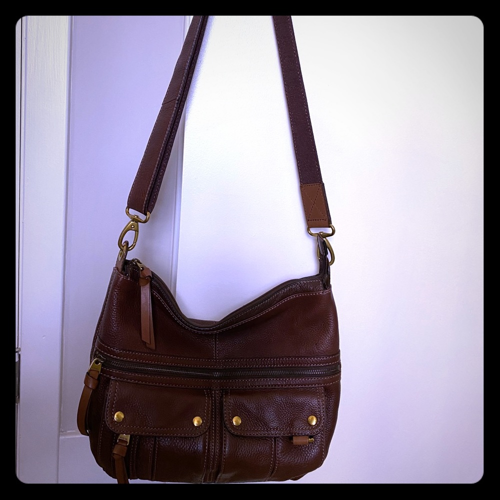 Fossil Brown Leather Crossbody